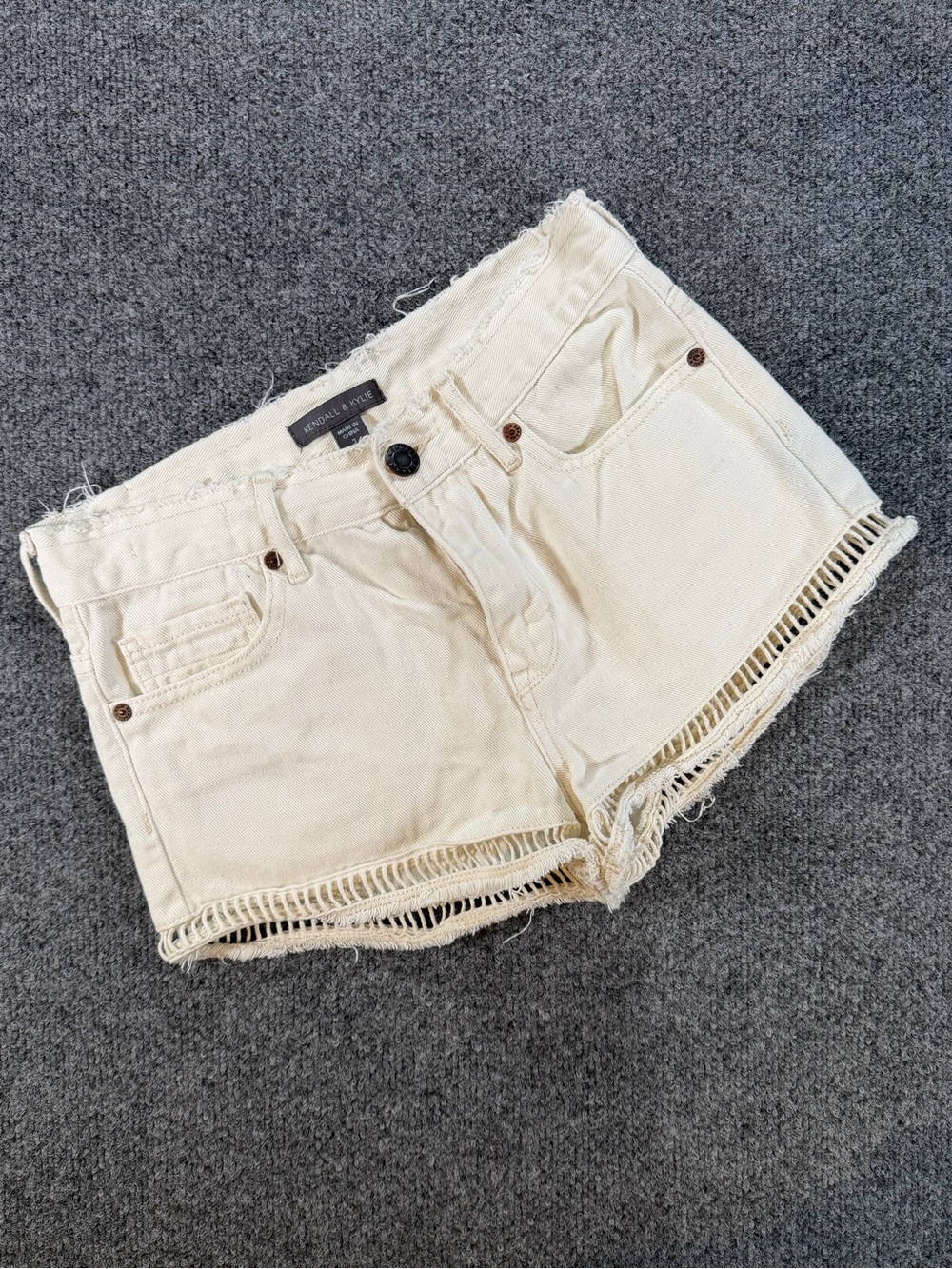 Kendall & Kylie Cream Raw Hem Denim Shorts